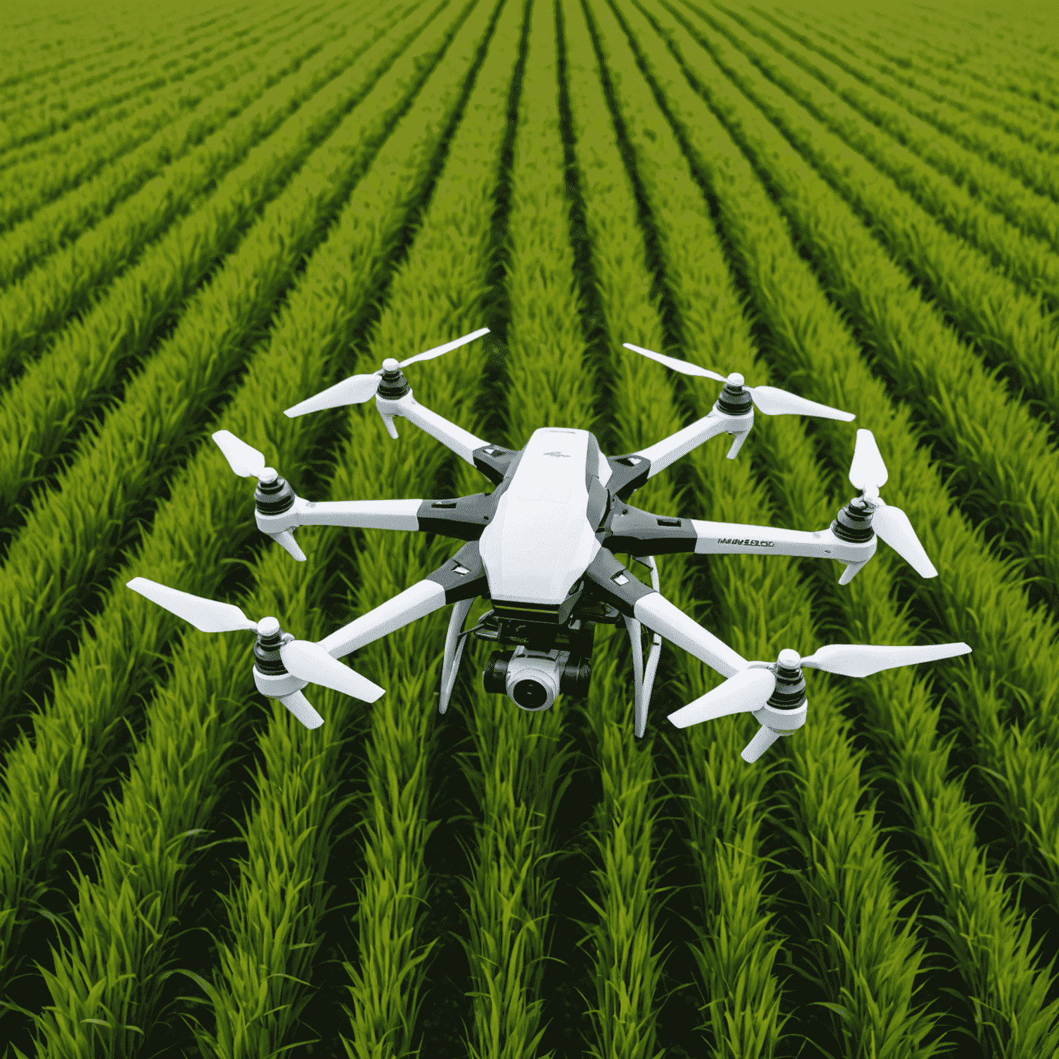 Mabaso Agritech's drone surveying a lush green field with crops, collecting data for precision farming